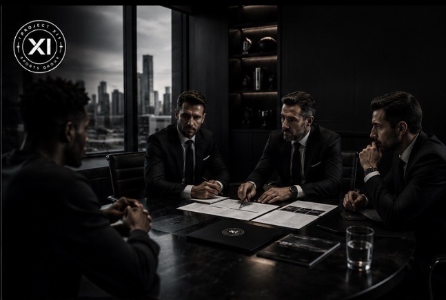 Project XI representatives in a private football strategy meeting.
